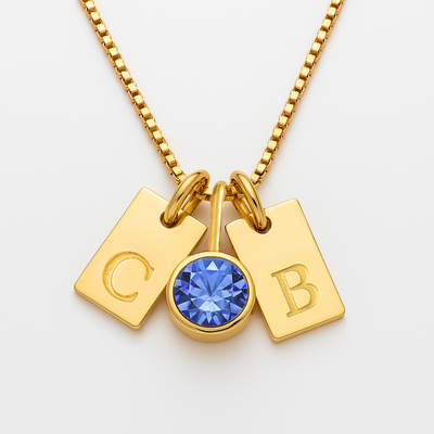 Liora™ Initial Tag Birthstone Necklace